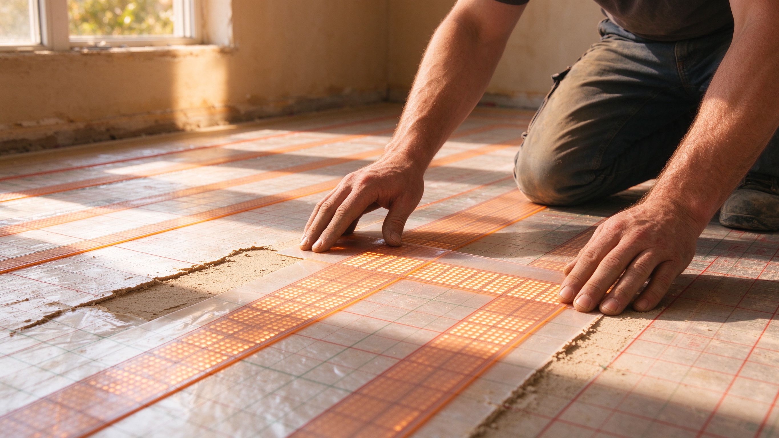Underfloor heating cost Canada: engineer calculating wattage for an electric heating film layout