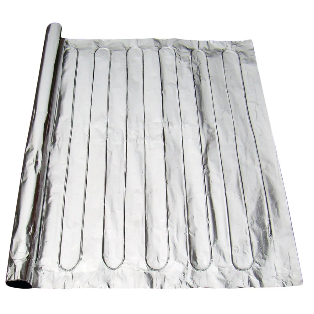 Aluminiumfolien-Heizmatte einbaufertig unter dem fertigen Bodenbelag