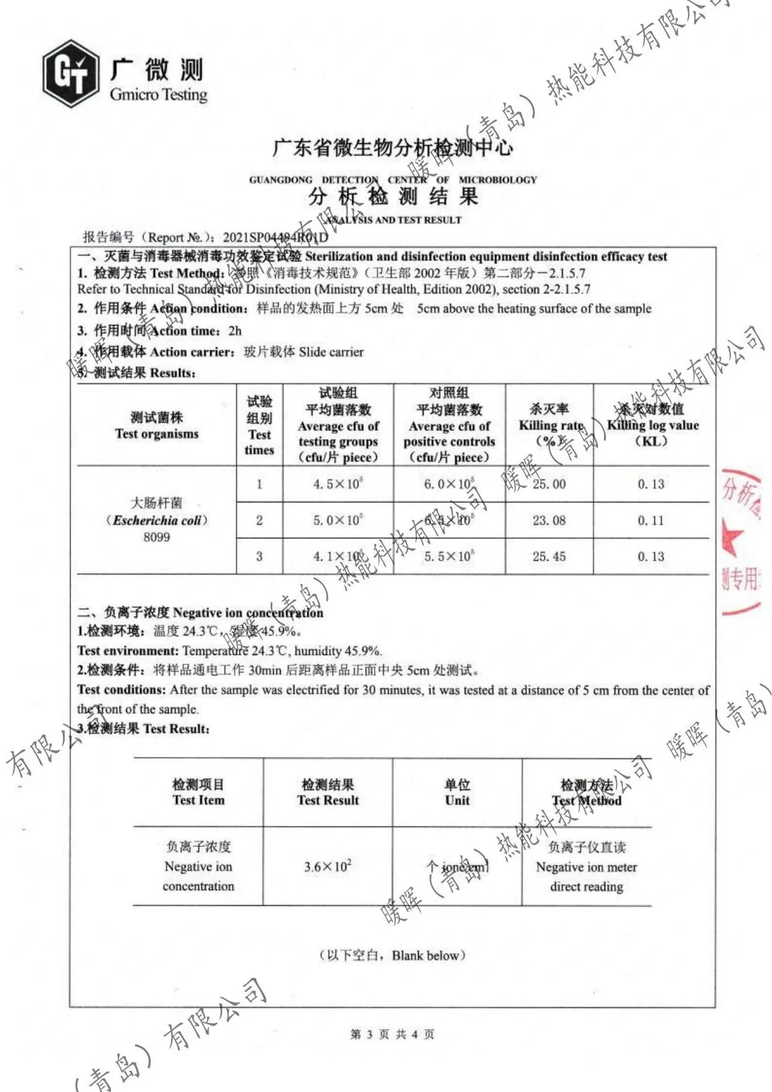 Graphene Heating Film — Microbiology & Negative Ions — SunAura Thermal certificate