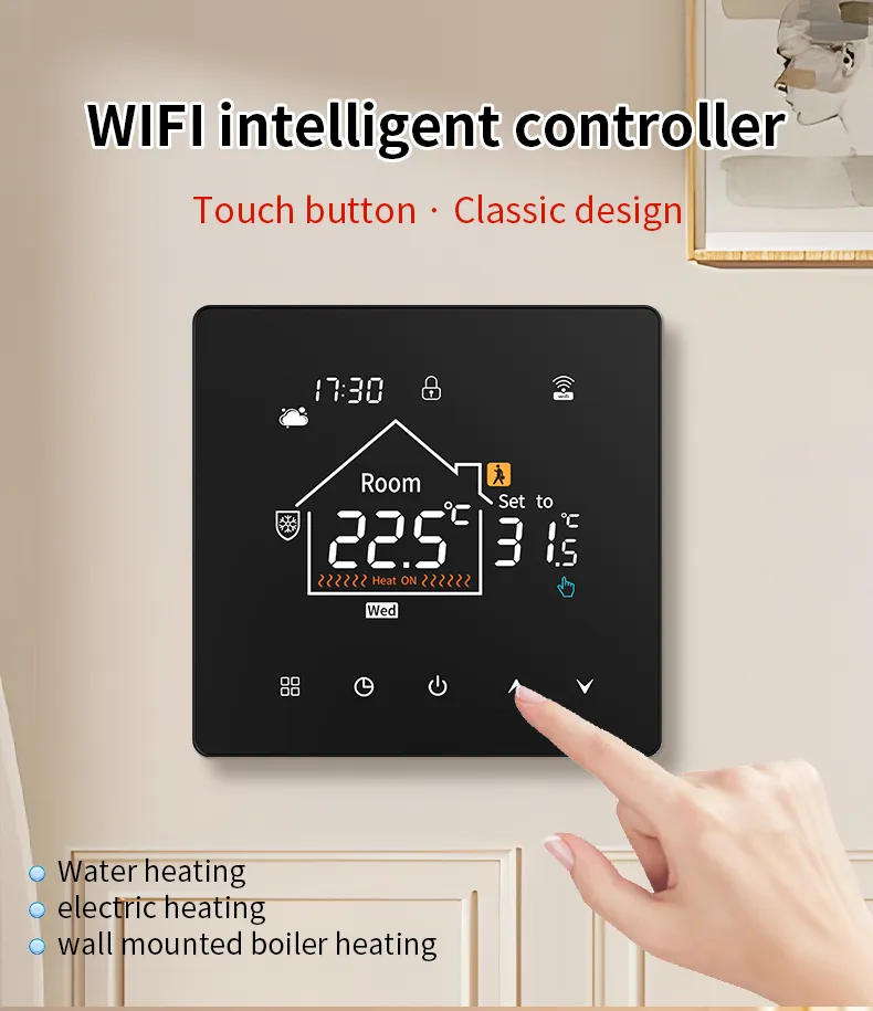 Zwart glazen touch WiFi thermostaat
