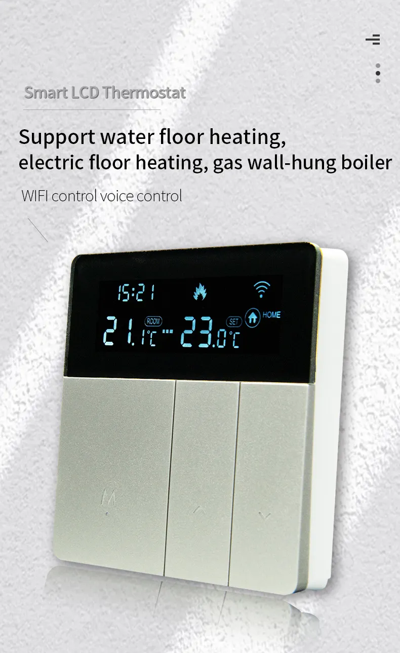Piano-toets WiFi LCD thermostaat voor vloerverwarming en ketel
