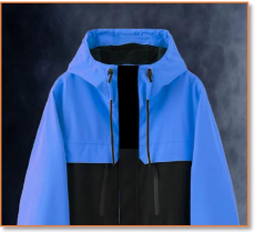 Detail of sealed seams on a SunAura heated jacket
