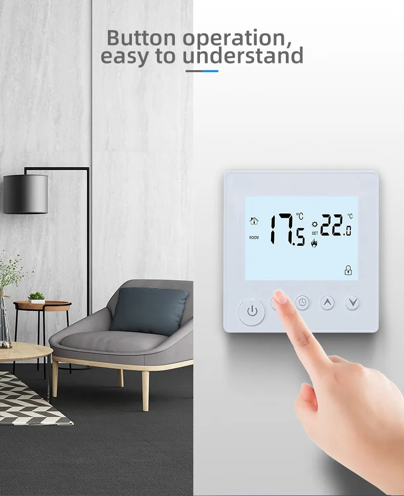 SunAura K1 thermostat button operation, easy to understand