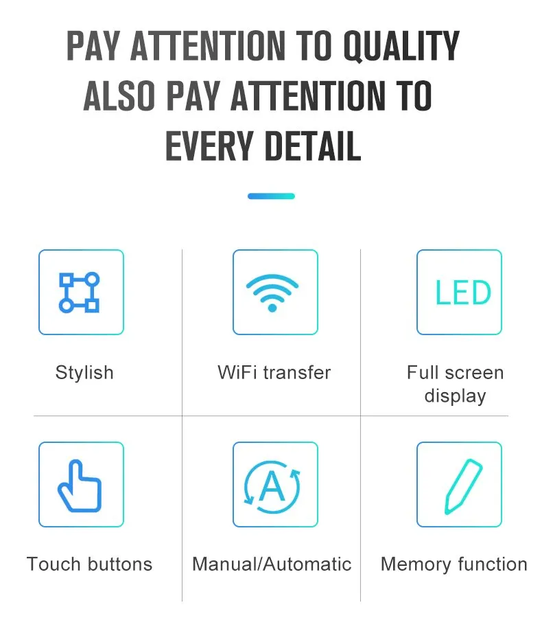 Key features of the K6H: stylish design, WiFi transfer, full-screen display and touch buttons