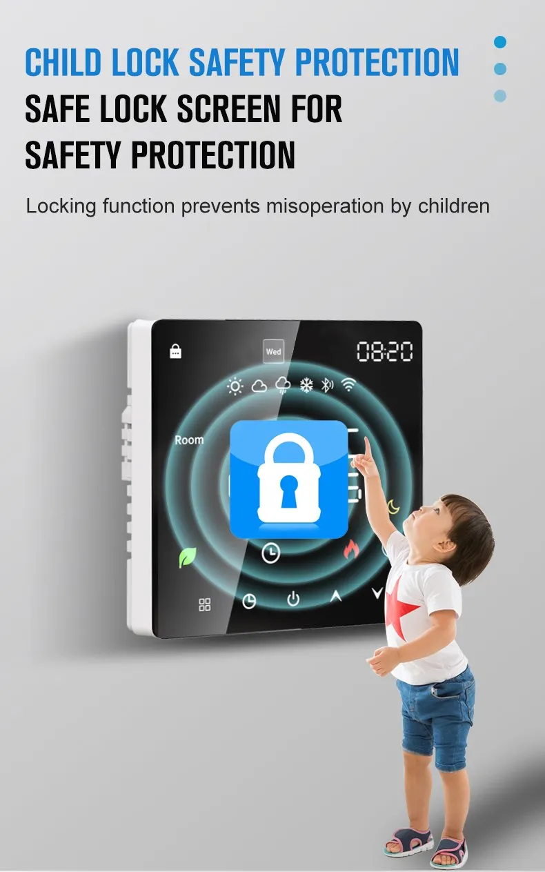 K6H child-lock safety function locks the touch screen against accidental operation by children