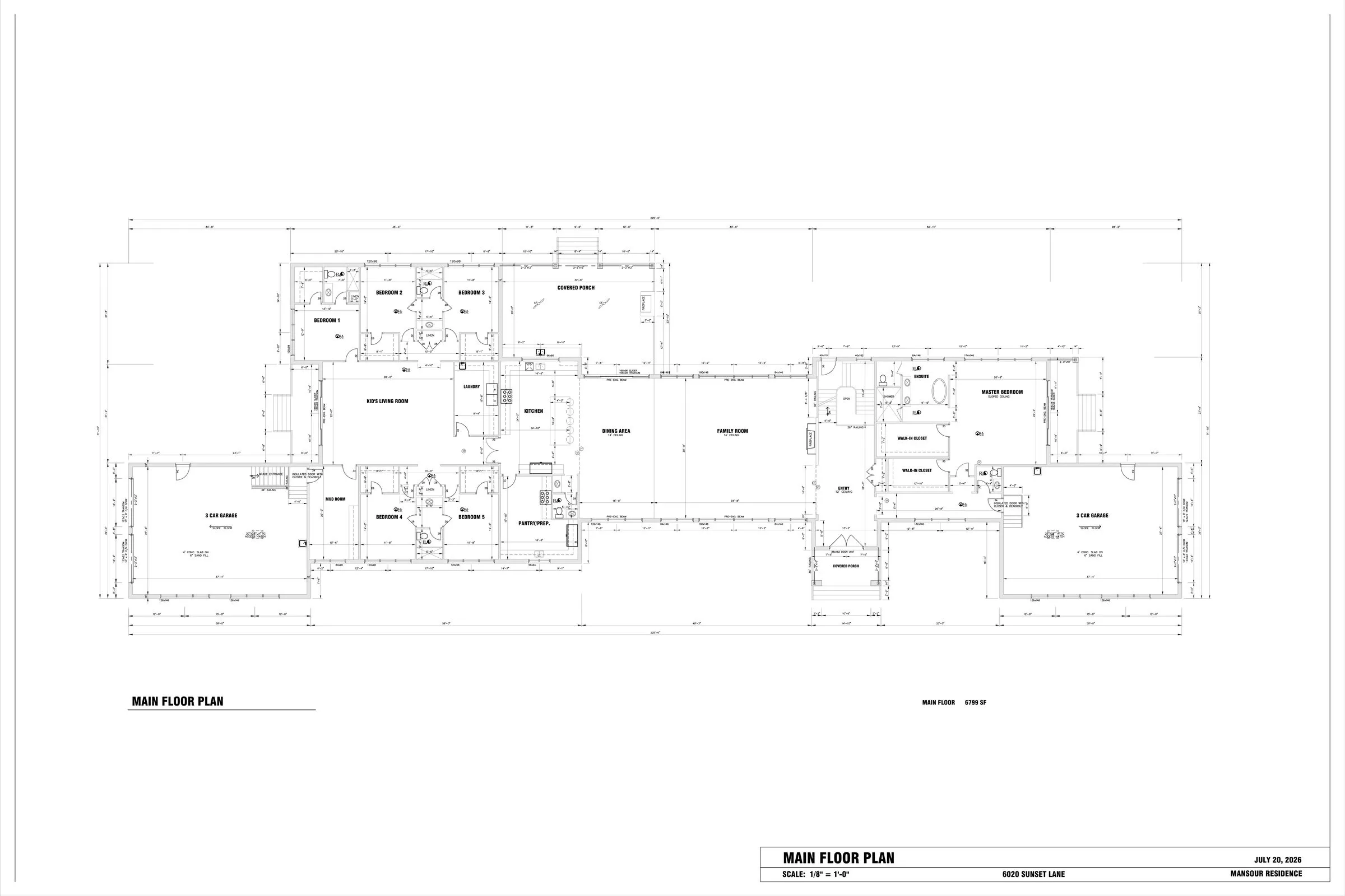 Mansour Residence main floor plan for electric floor heating cable and mat retrofit