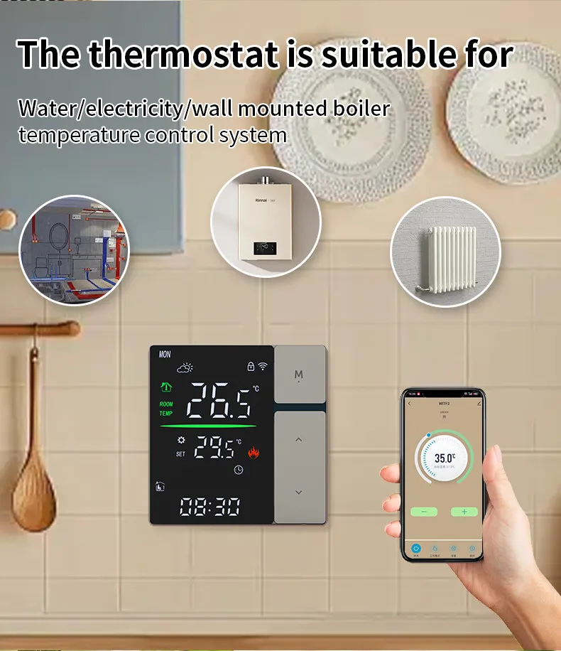 SDM5 thermostat supporting electric heating, water heating and wall-hung boilers
