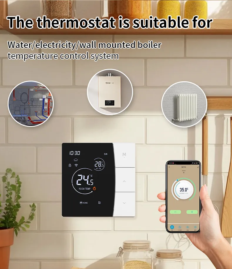 SDM6 thermostat applied to water heating, electric heating and wall-hung boiler systems