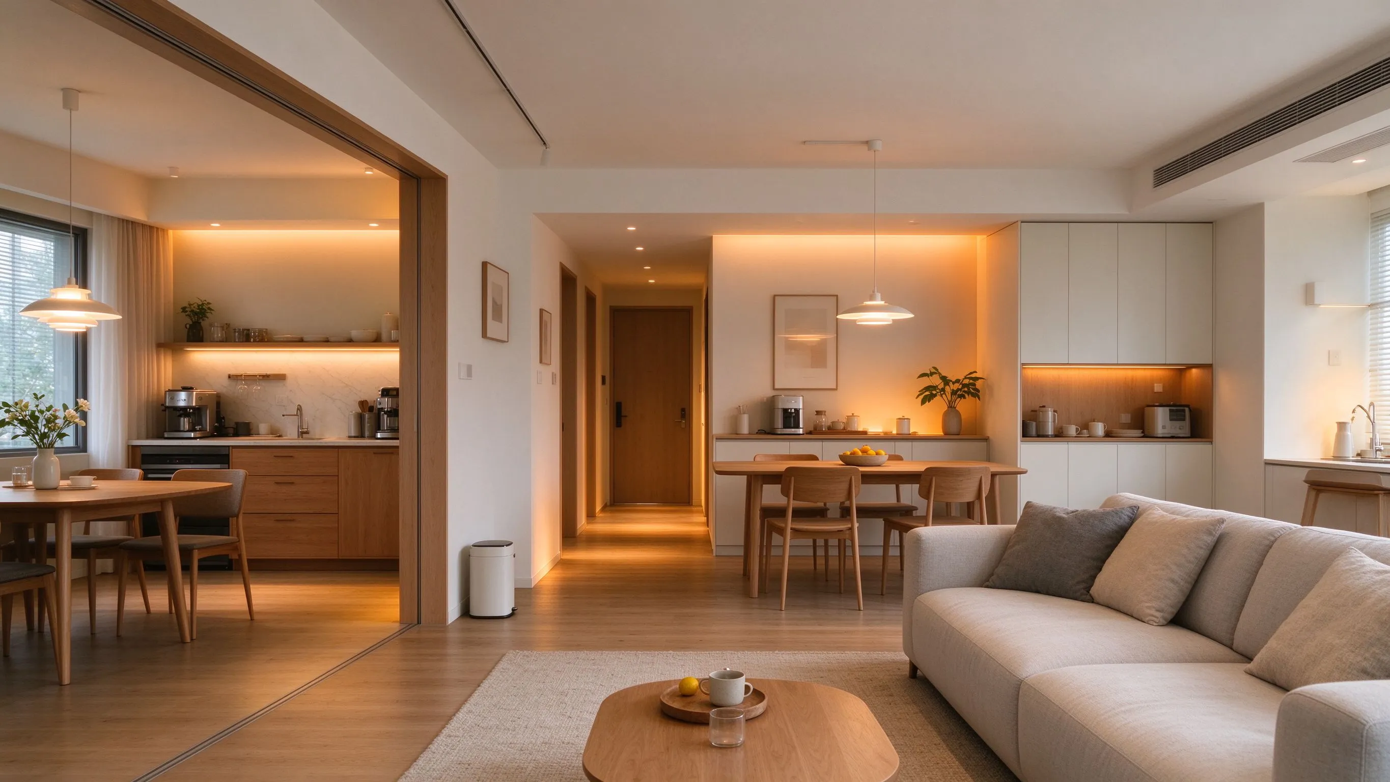 Multi-zone underfloor heating control across open-plan living space