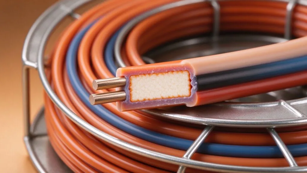 Self-regulating PTC heating cable cross-section