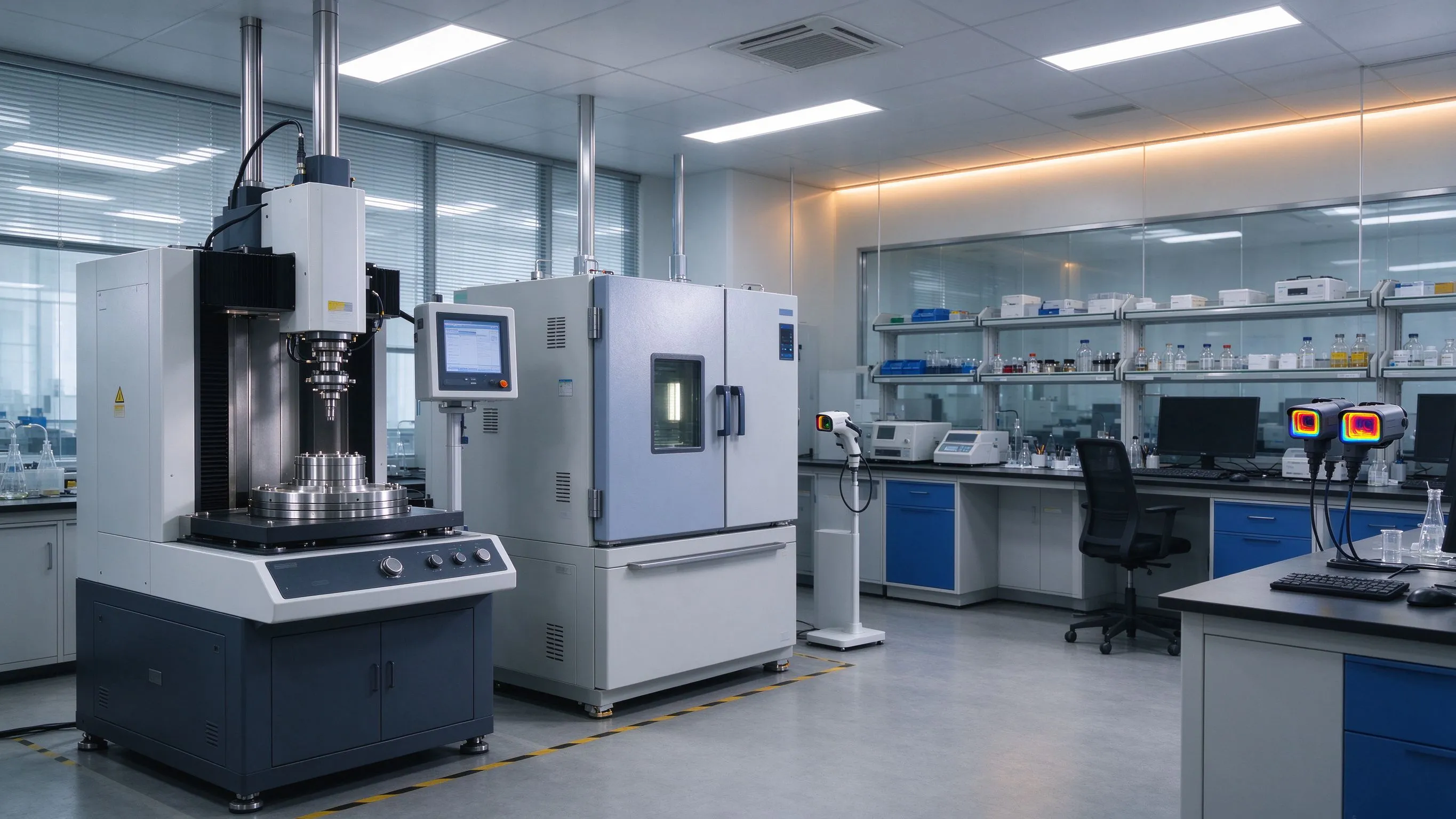 Laboratoire de test moderne avec équipement industriel de précision