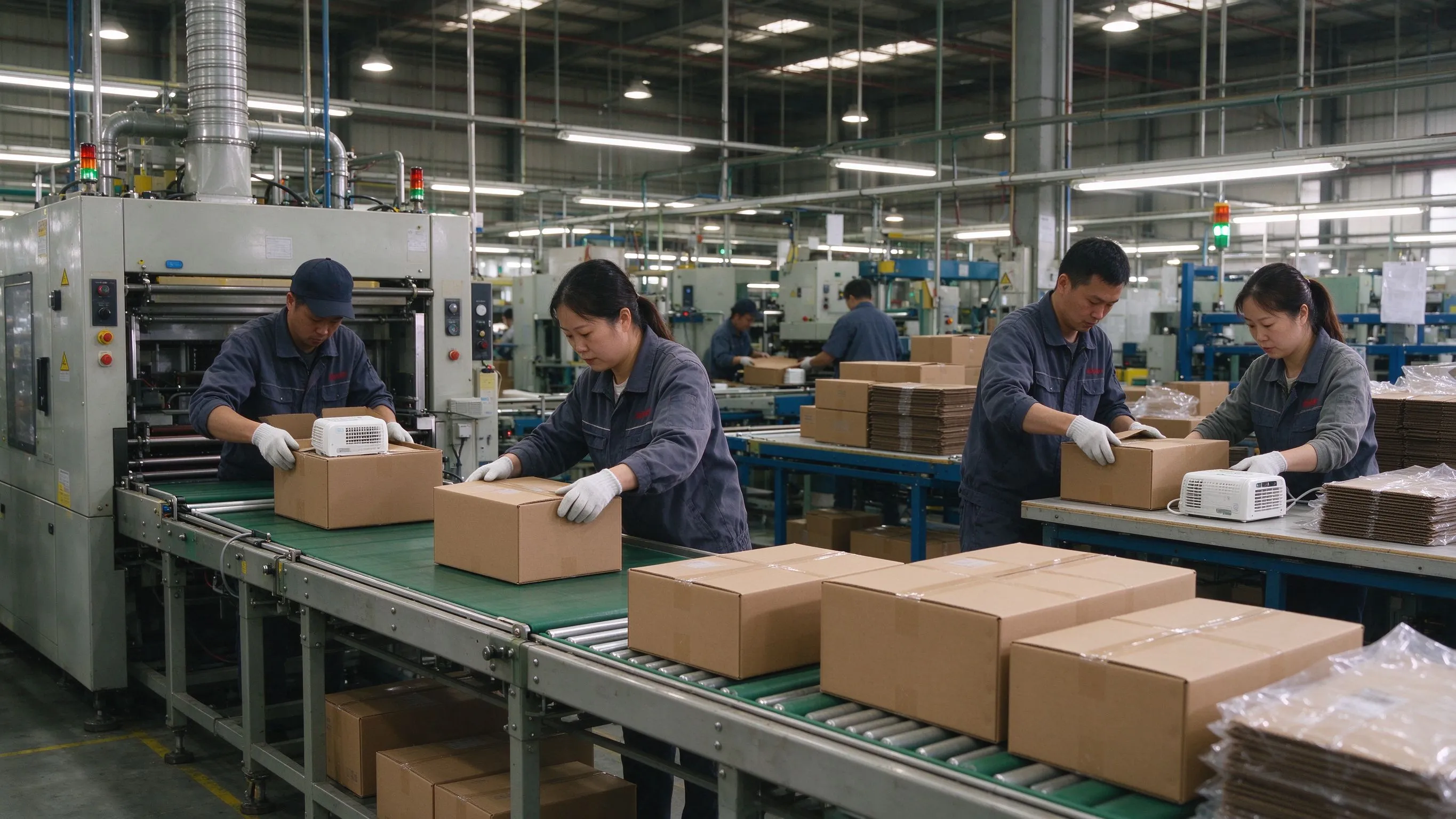 Ligne d'emballage industriel pour produits de chauffage prêts à l'exportation