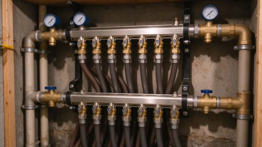 Stainless steel underfloor heating manifold system