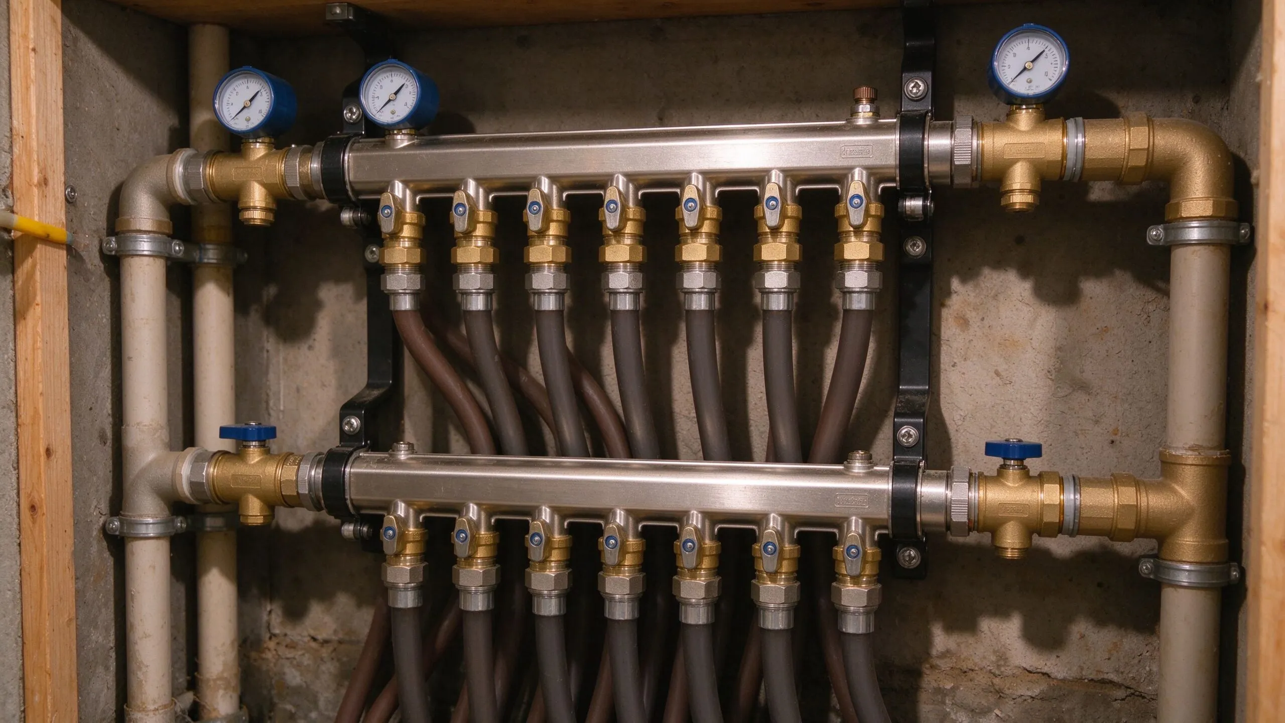 Stainless steel underfloor heating manifold system
