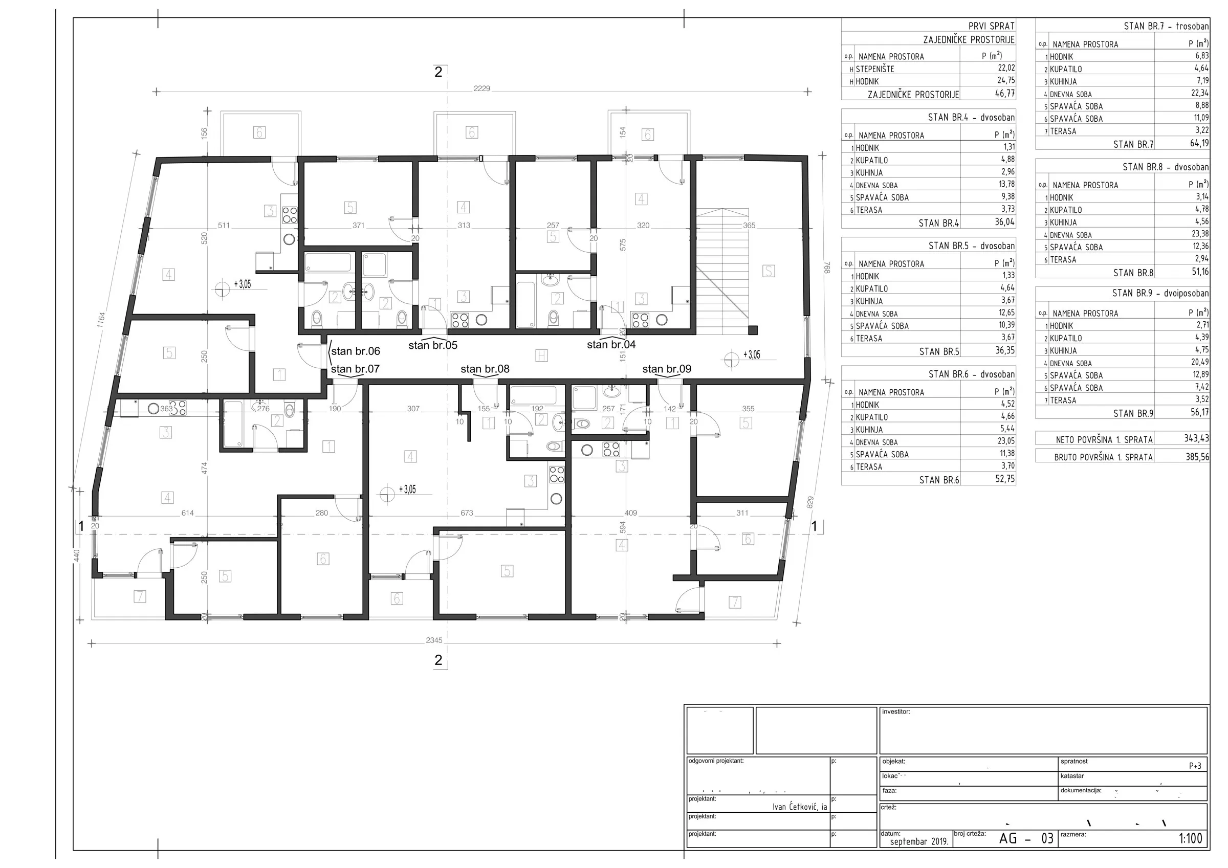 Oaza apartment building first floor plan for electric floor heating zoning