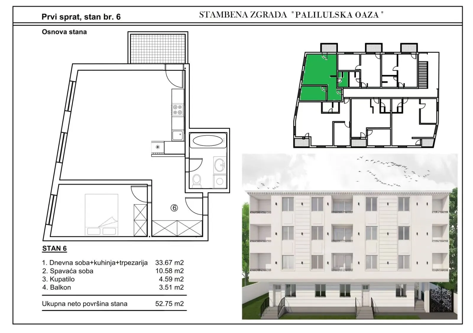 Palilulska Oaza apartment 6 floor plan for underfloor heating layout