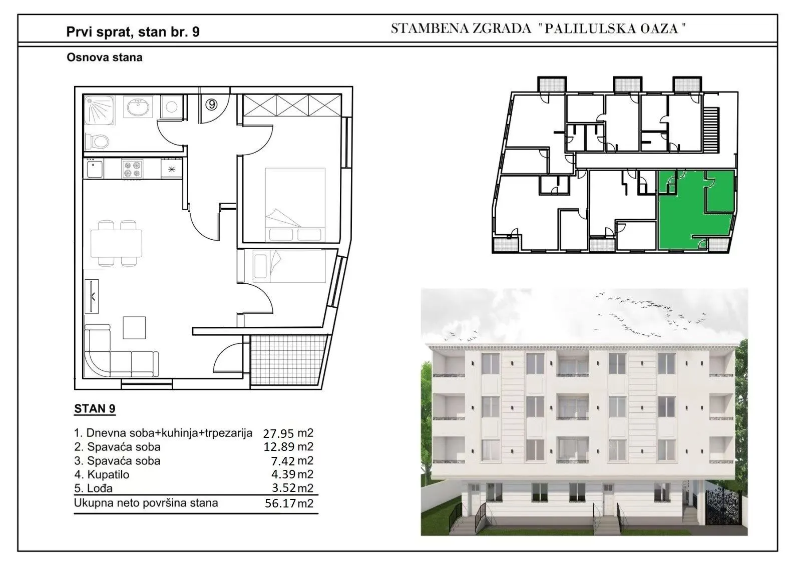 Palilulska Oaza apartment 9 floor plan with rooms for apartment electric floor heating