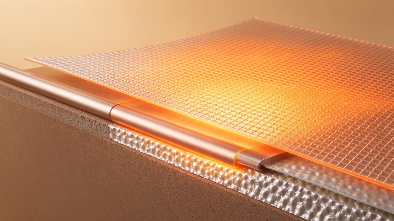 Cross-section of low-EMF heating film construction