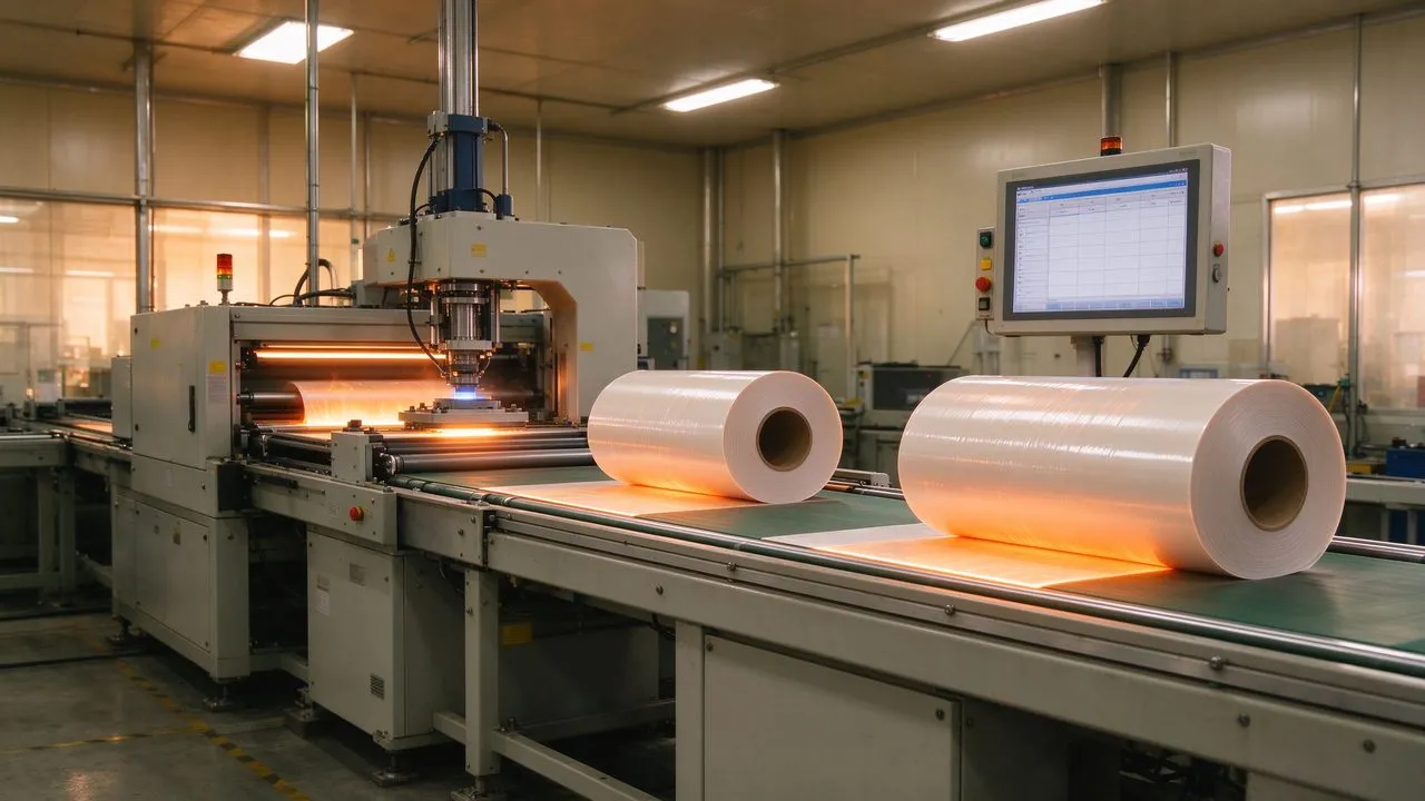 Línea de prueba automatizada para rollos de película calefactora en la fábrica