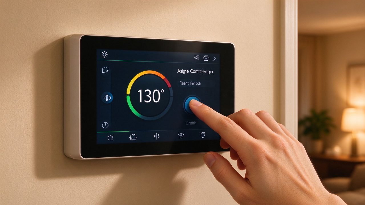 Panel de termostato inteligente para el horario de calefacción solar de suelo