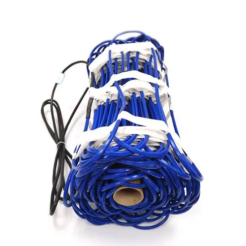 Close-up of the flexible high-power 500 W snow melting mat heating sheet and waterproof jacket